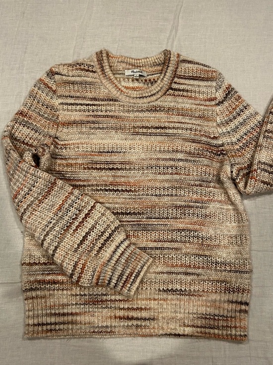 Sweaters - Madewell Striped Crewneck Sweater in Cream and Brown
